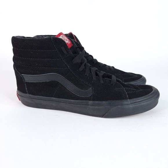 Vans Shoes - Vans Sk8 Hi Shoes Womens 8.5 / Mens 7 Black on Black Suede Skate High Tops EUC